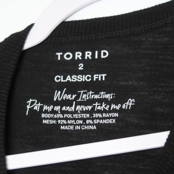 Torrid Womens Tank‎ Top Size 2 Classic Fit Black Tank Mesh Basics Office - Picture 3 of 8